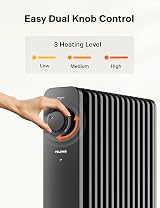 Pelonis Phoenix 13M Oil Filled Radiator 2500W Thermostat 13 Fins Black view 5