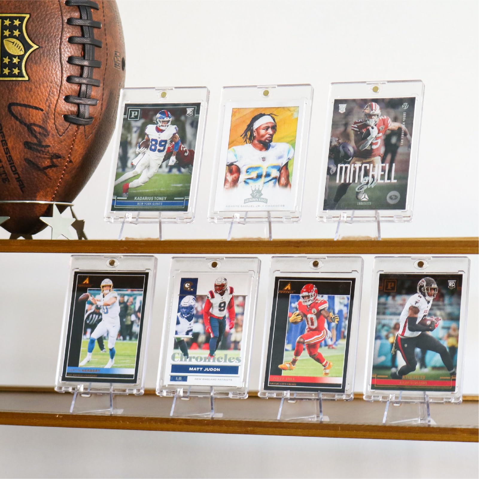 HillSpring 10 Pack 2.2 Inch Clear Small Easel Stand, Acrylic Tabletop Mini Stand, Display Holder for Sports Cards, Challenge Coin, Graded Cards, Name Card, Photo, Sign, Medal, Crystals, Plates