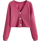 SweatyRocks Women's Long Sleeve Button Front V Neck Soft Knit Cardigan Sweaters