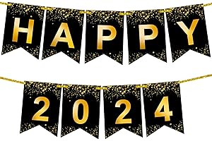 KatchOn, Happy 2024 Banner New Year - Shiny, 10 Feet | Happy New Year Banner 2024 Sign for Happy New Year Decorations 2024 | New Years Eve Party Supplies 2024 | New Years Banner | NYE Decorations 2024