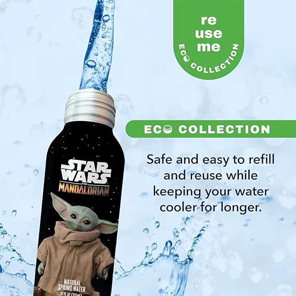 PULSE STAR WARS THE MANDALORIAN – NATURAL FILTERED SPRING WATER – DISNEY BOTTLES – BPA-FREE ALUMINUM RECYCLABLE BOTTLES – 12 PACK