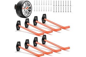 RUN.SE 8 Pack Tire Storage Rack Wall Mount 88LBS Heavy Duty Garage Hooks Wheel Hanger Car Tyre Holder with Anti-Slip Coating,