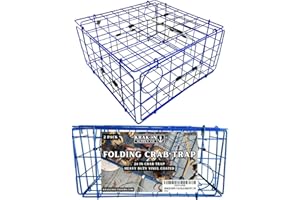 KRAKEN SUPPLY CO 24 Inch Foldable Crab Trap Crabpot Vinyl Coated Steel Cage Folds Flat for Easy Storage & Transport 4 Entries 2 Escape Rings DFW Compliant (2)