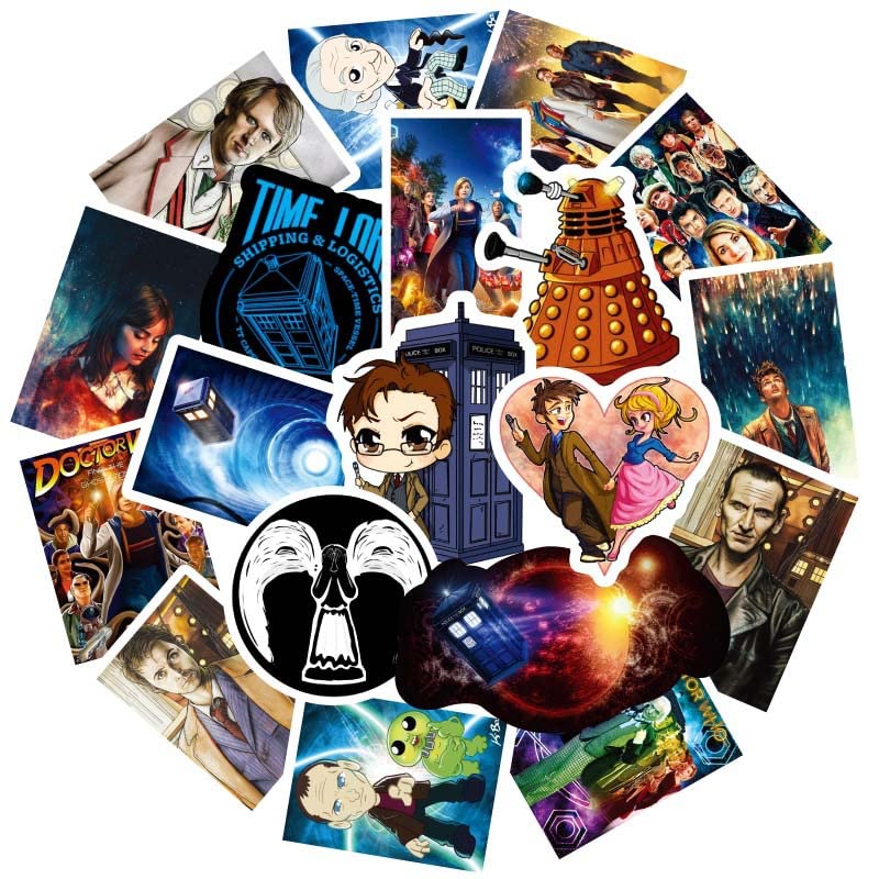 100Pcs Doctor Who Stickers Cartoon Anime Marvel Avengers Stickers Cool Vinyl Sticker for Laptop Water Bottle Skateboard Bumper Luggage Guitar Computer Bike Sticker Pack,Gift for Teens Boys