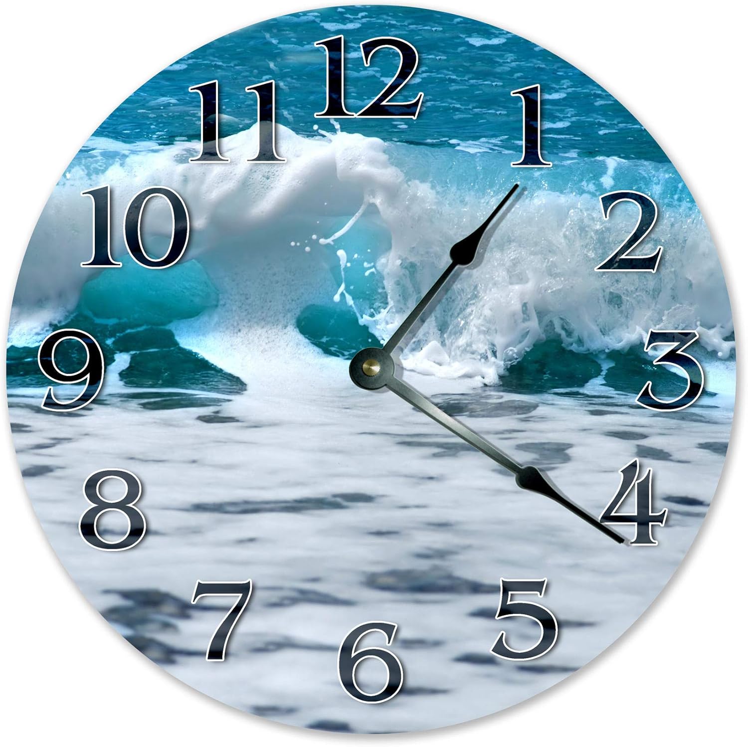 Lplpol Reloj de pared clásico de madera para colgar, reloj de playa