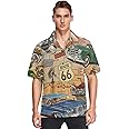 Fisyme Hawaiian Shirt for Men Loose-Fit Short Sleeve Button Down Beach Casual Shirts