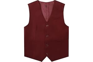 A&J DESIGN Boy's 4 Button Formal Suit Vest Dress Waistcoat with Pockets, Size 6-16 Years