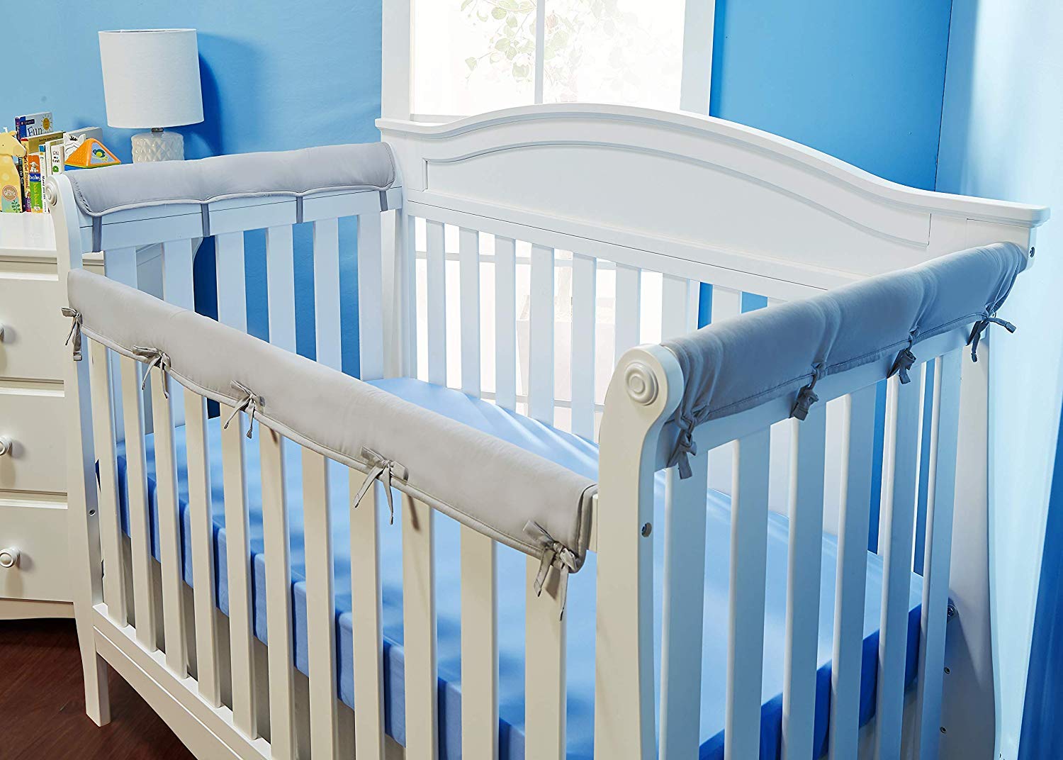 navy blue crib rail cover