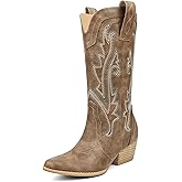 MERUMOTE Cowboy Boots for Women Pointed Toe Embroidered Western Cowgirl Boots