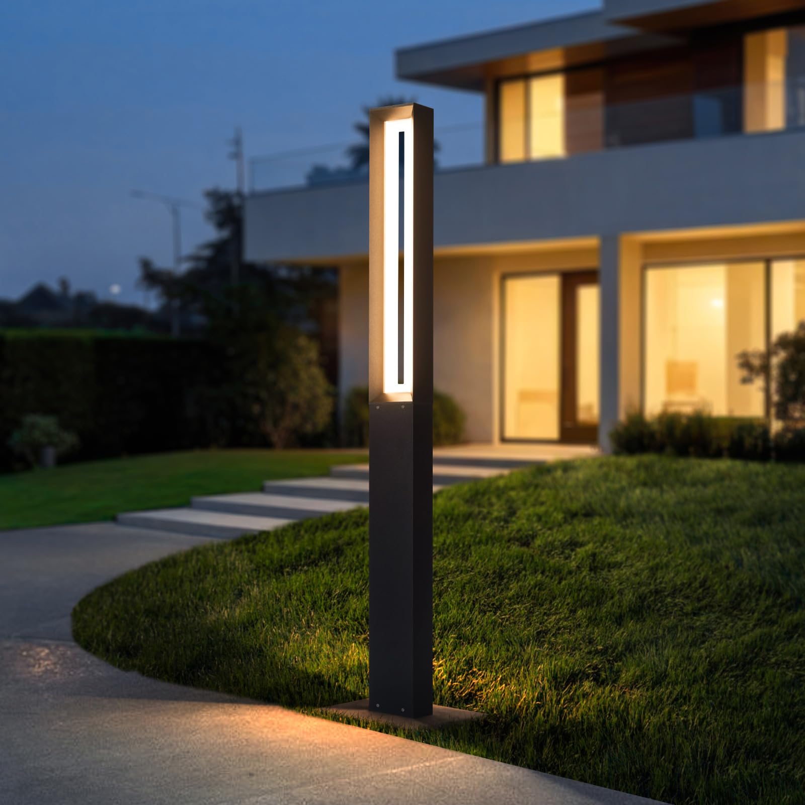 Photo 1 of MVBT Path Light Wired, AC100-240V 71" Outdoor Pathway Lights, Waterproof 3000K Bollard Lights, Walkway Driveway Pole Lamp Bright LED Landscape Lighting for Outside Patio Sidewalk Garden Yard Lawn