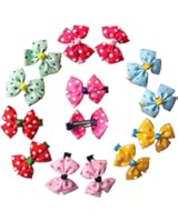 Qandsweet Baby Girl's Mini Ribbon Hairpins Bobby Pins (14 Pack 2.5" Bows)