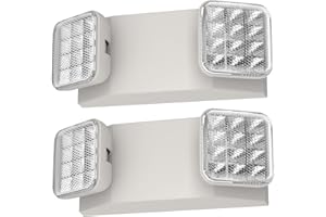 SPECTSUN LIGHTING SPECTSUN Emergency Light White, Commercial Emergency Light with Battery Backup, White Emergency Light Home/Emergency Light Fixture/Emergency Sign/Emergency Light Fixture - 2 Pack (Square Head)