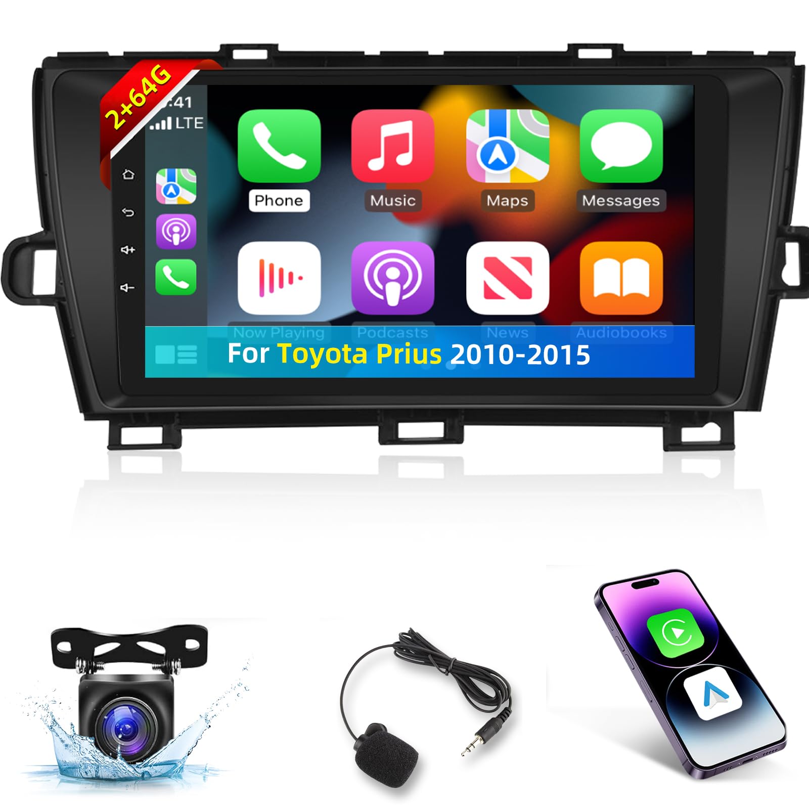 Photo 1 of EKAT Car Stereo for Toyota Prius 2010-2015 - 9 Inch 2+64G Android Touchscreen Radio with Wireless Carplay and Android Auto, HiFi/WiFi/GPS/SWC + AHD Backup Camera