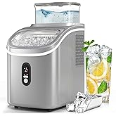 Electactic Countertop Ice Cube Maker Machine with External Water Tank,16Pcs/5Mins,34Lbs/Day,2 Ways to Add Water,Portable Compact Small Ice Maker with Self-Cleaning,Perfect for Home/Kitchen/Camping/RV