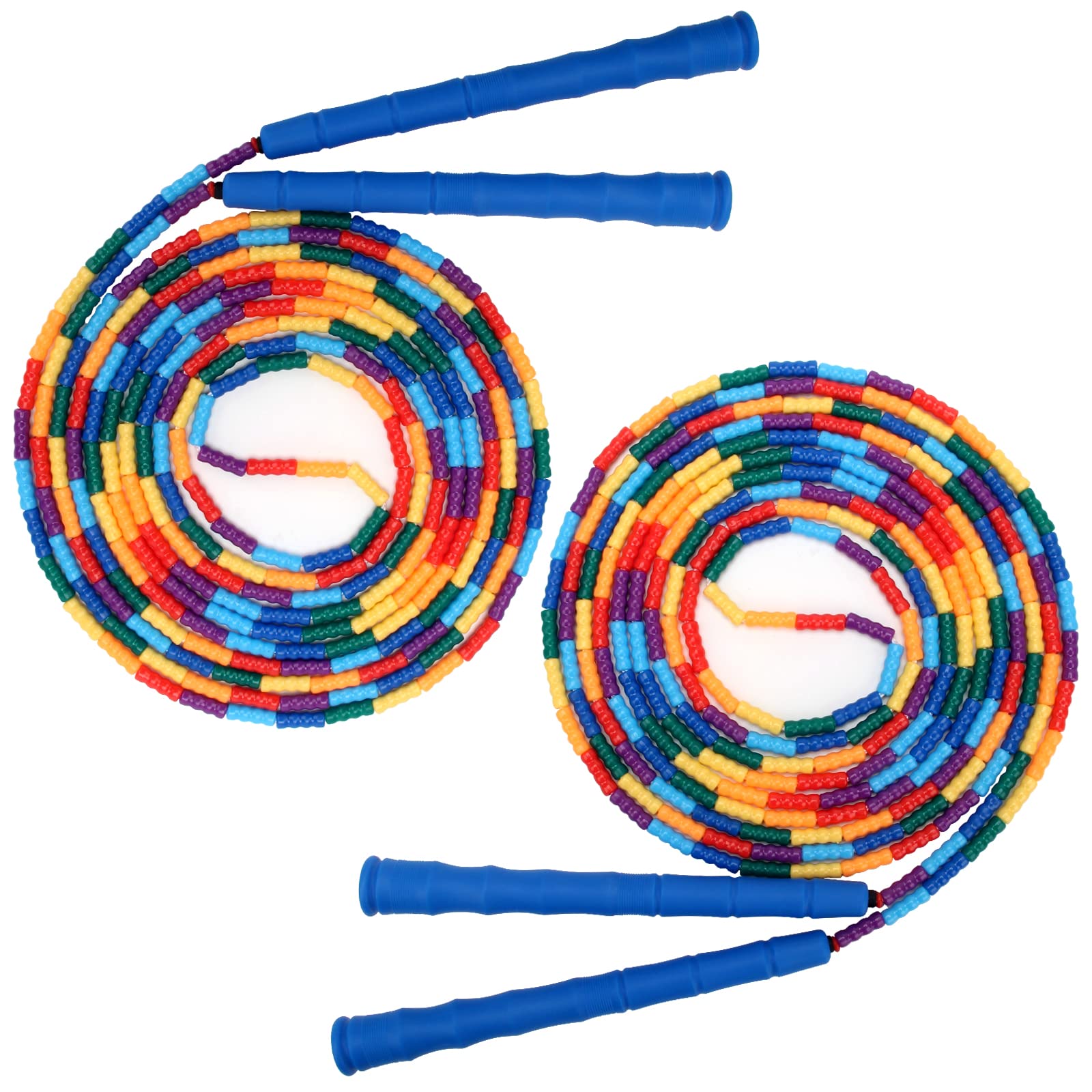 Photo 1 of Coolrunner 16 FT Long Jump Rope(2 PACK), Double Dutch Jump Ropes, Soft Beaded Skipping for Kids Adults, Plastic Segmented Long Enough for 4-5 Jumpers (Blue2)