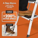 VonHaus 4 Step Folding Step Ladder Steel 150kg Capacity White view 6