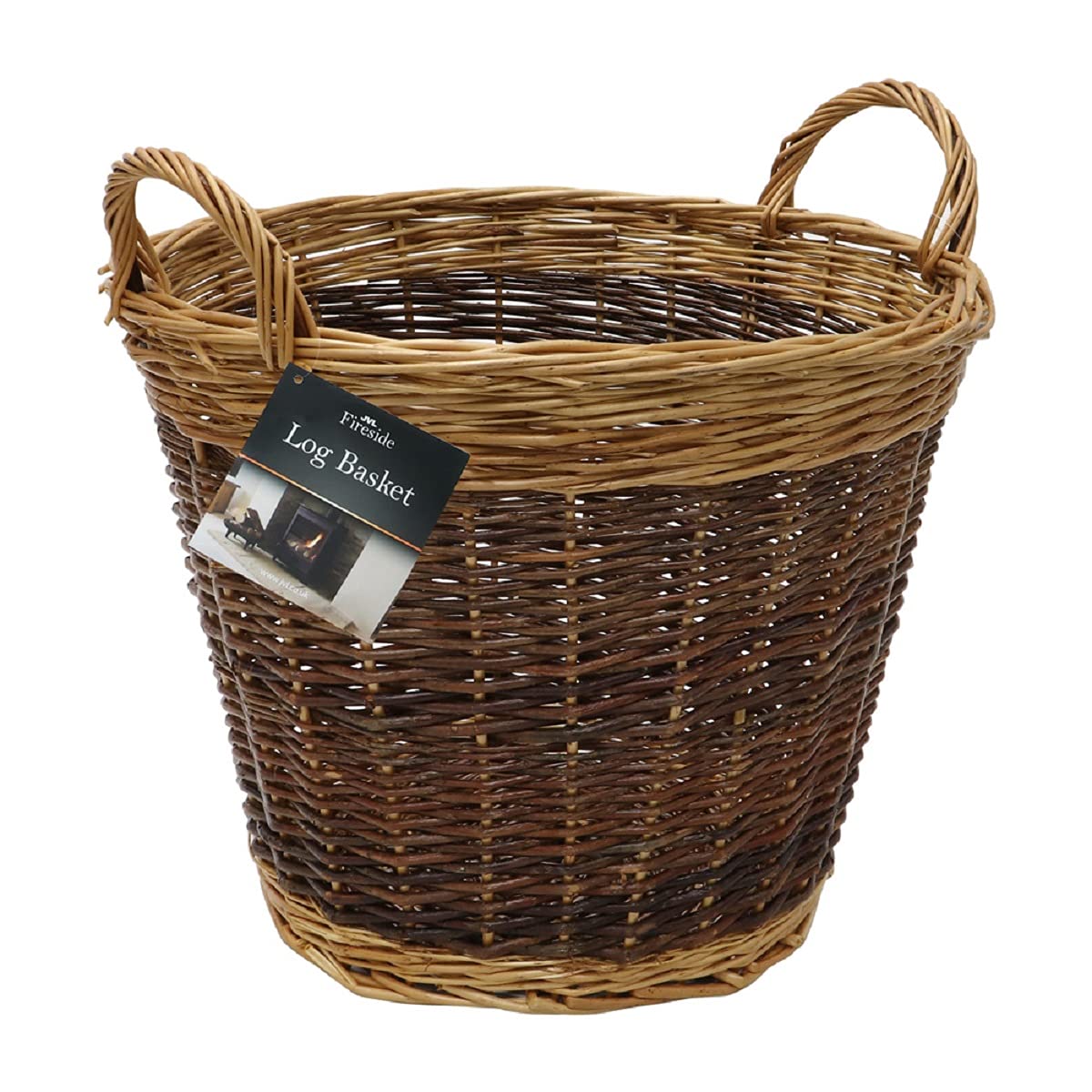 JVL Two tone vintage wicker willow wood log toy storage basket 50 x 40cm