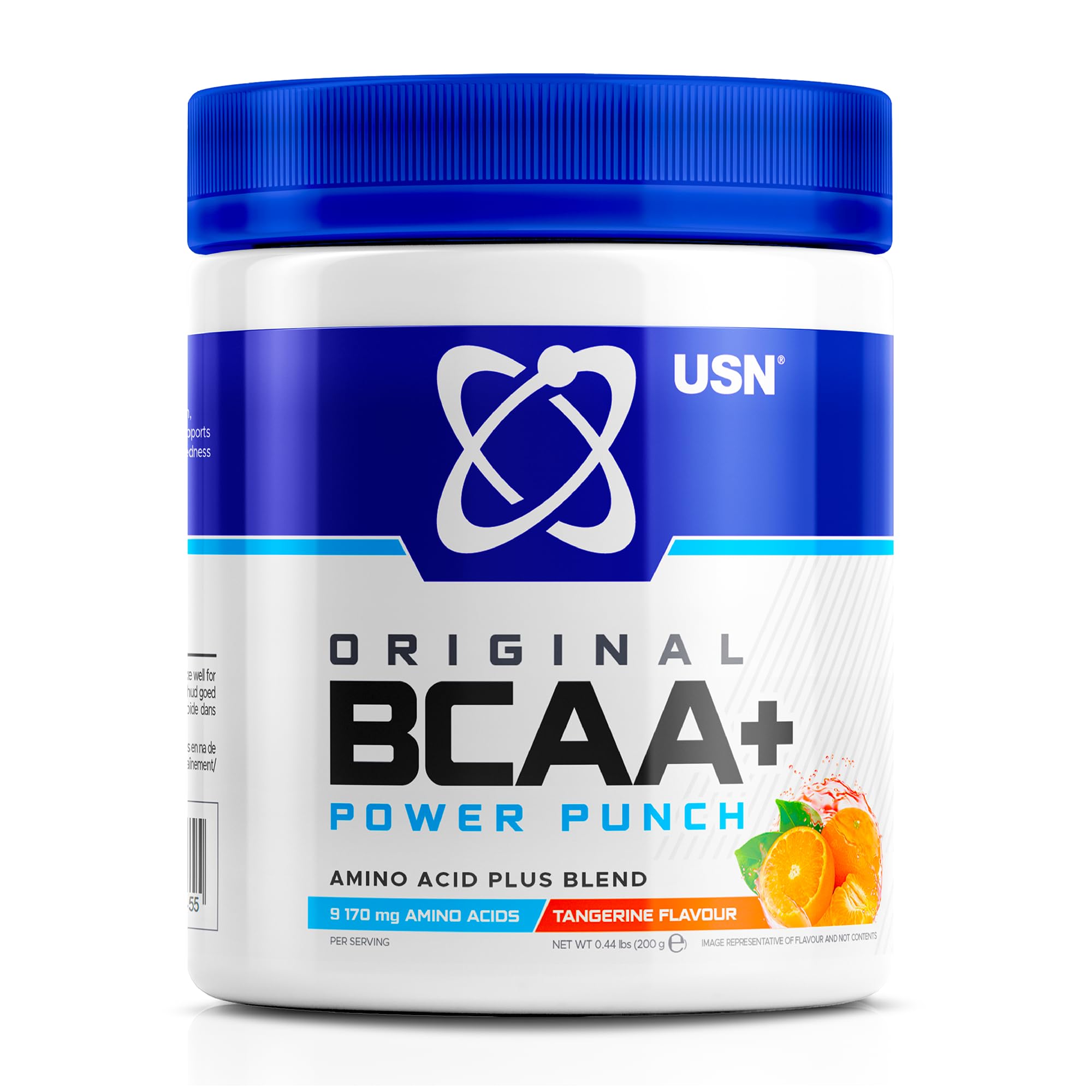 USN Power Punch BCAA Amino Acids Powder, Tangerine Flavour - 200g, Vegan BCAA Powder, Vitamin B6 & No Sugar, Pre Workout or Intra Workout Energy Drink Mix & Dietary Supplement to Maximise Performance