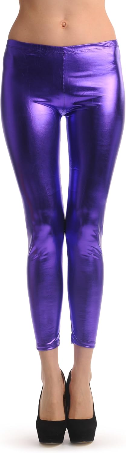 purple faux leather pants