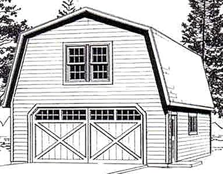 Amazon Com Garage Plans Gambrel Style Two Car Garage With Attic