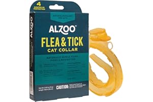 ALZOO Natural Flea & Tick Cat Collar, Helps Repel Fleas, Ticks & Mosquitoes, Plant-Based Active Ingredients, Phthalates and PVC Free Up to 4 Months Protection, Single