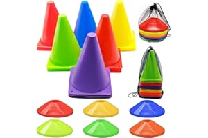 TIALERO Soccer Cones Set, 84/42Pcs 7"/9" Cones Sports + Disc Cones, Cones for Sports with Carry Bag, Training Cones, Soccer Cones for Training, Plastic Soccer Cones for Drills