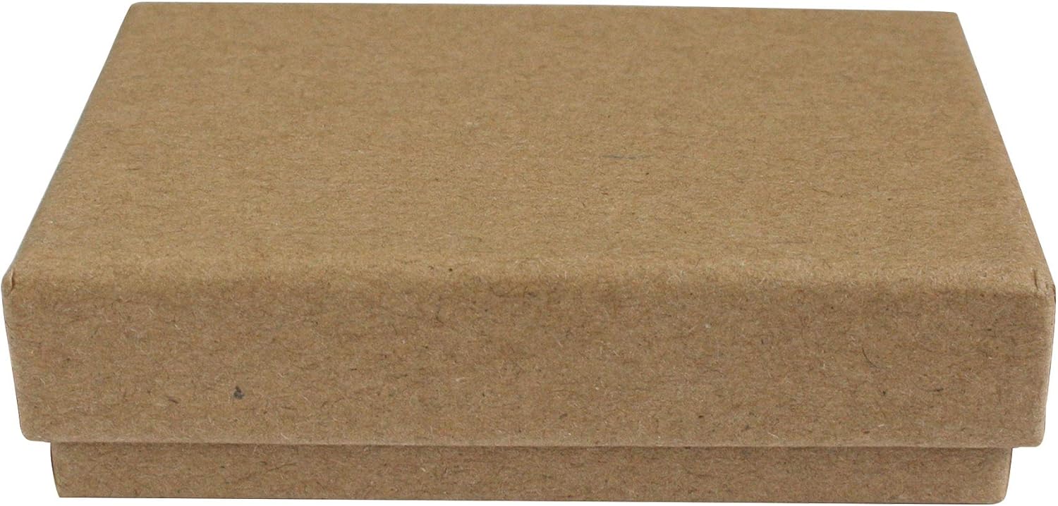 Emartbuy Set of 48 Brown Cardboard Jewellery Pendant Boxes, Ring Boxes, Gift Box for Anniversaries Weddings, Birthdays Size