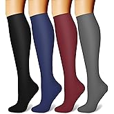 CHARMKING Compression Socks for Women and Men Circulation 4 Pairs 15-20 mmHg Best Support for Athletic Running Cycling