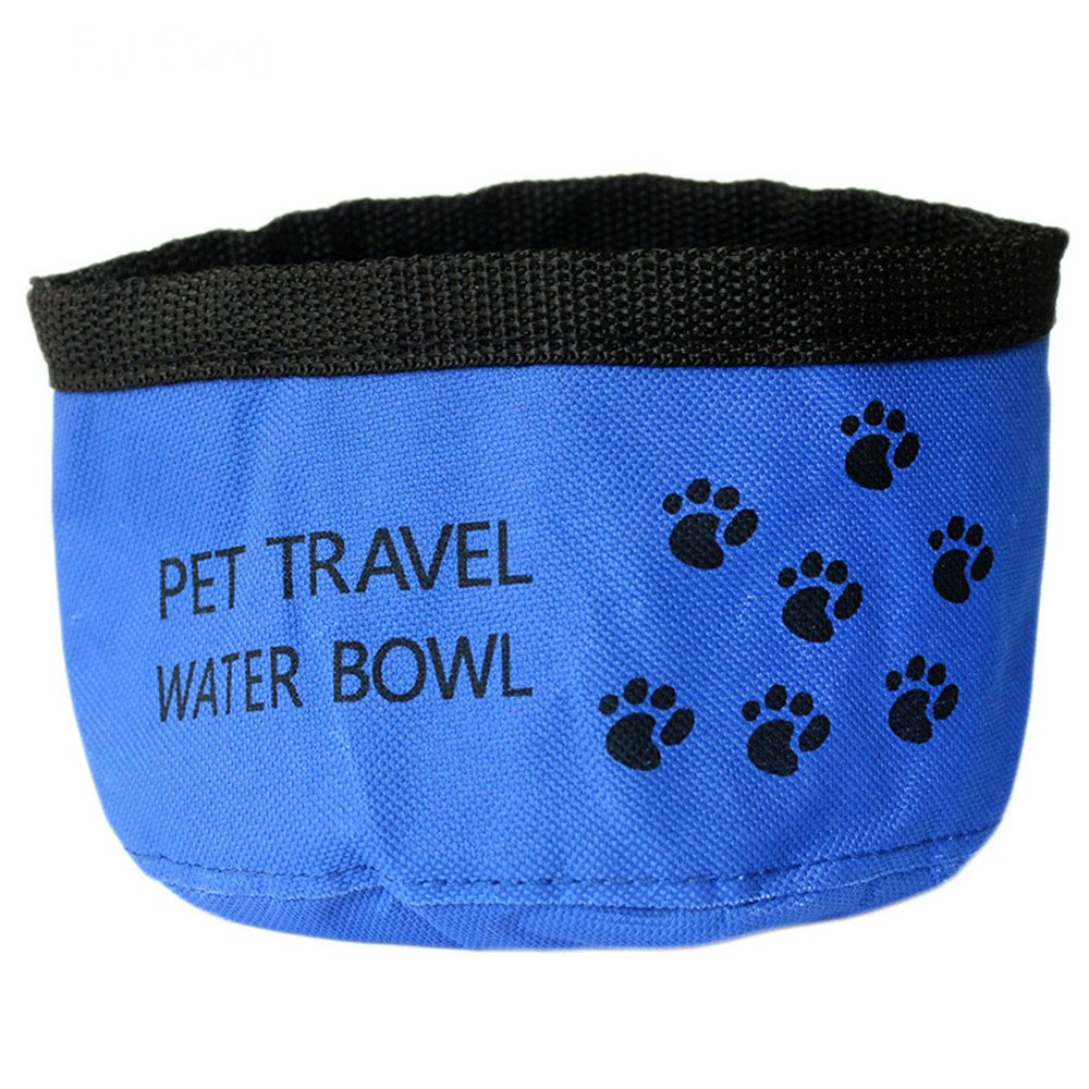 Sijueam Collapsible Dog Bowl, Portable Pet Food Water Bowl - Foldable and Waterproof Puppy Cat Bowl Feeder for Outdoor Travel Or Home Use, Dishwasher, Blue