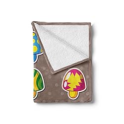 Ambesonne Brown Throw Blanket, Colorful Toadstools