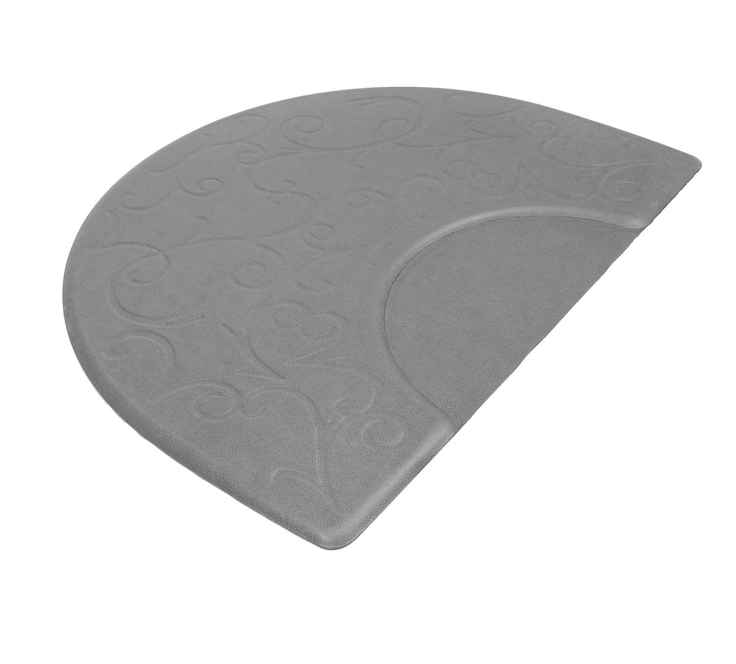 Amcomfy 3 ft. x 4 ft. Anti Fatigue Semi Circle Salon Mat for Hair Stylist Anti-Slip Beauty Salon & Barber Shop Chair Floor Mat (3' x 4' x 5/8'', Grey)