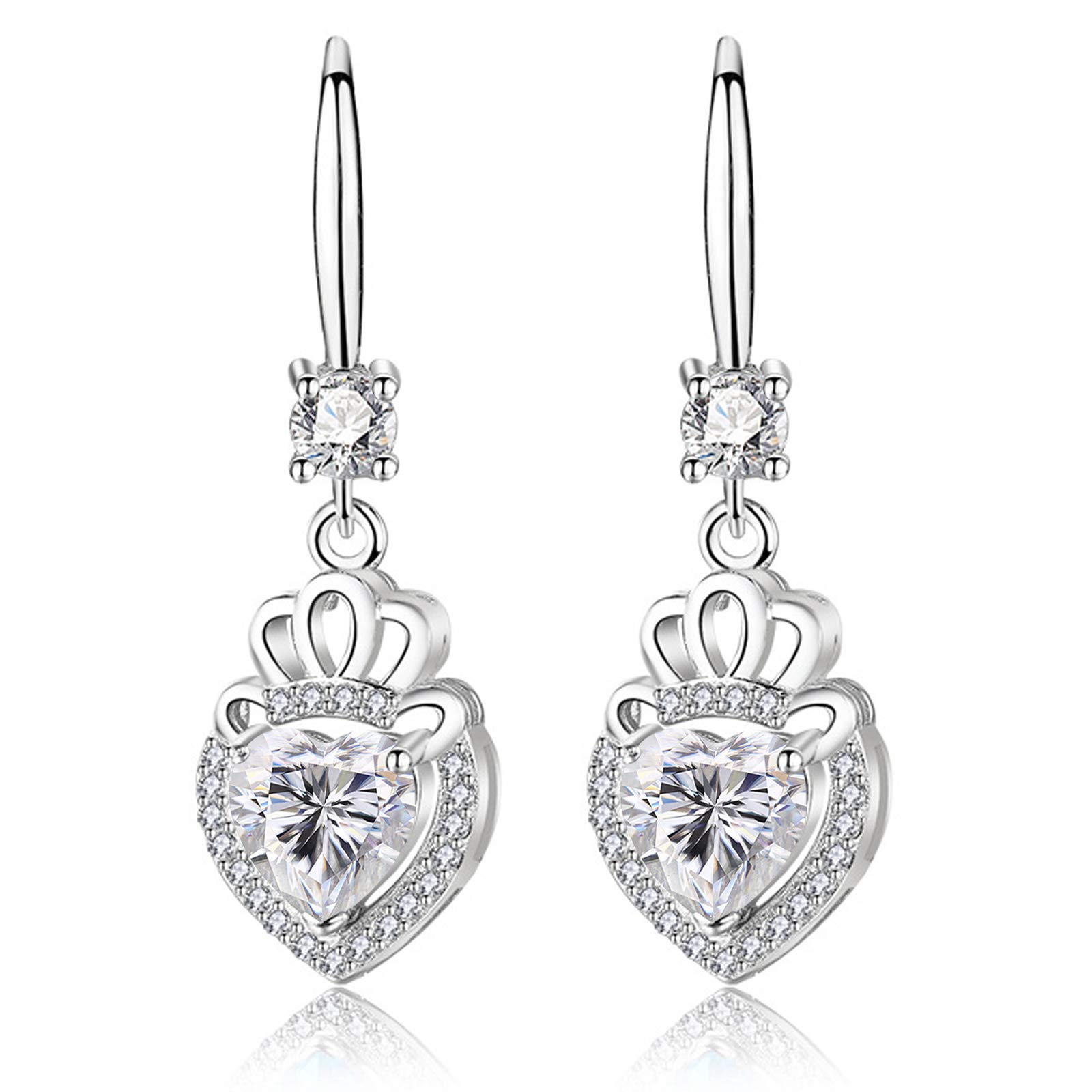 Love Heart Crystal Dangle Earrings for Women Girl Mum Mothers Day Gifts for Her Birthday Jewellery