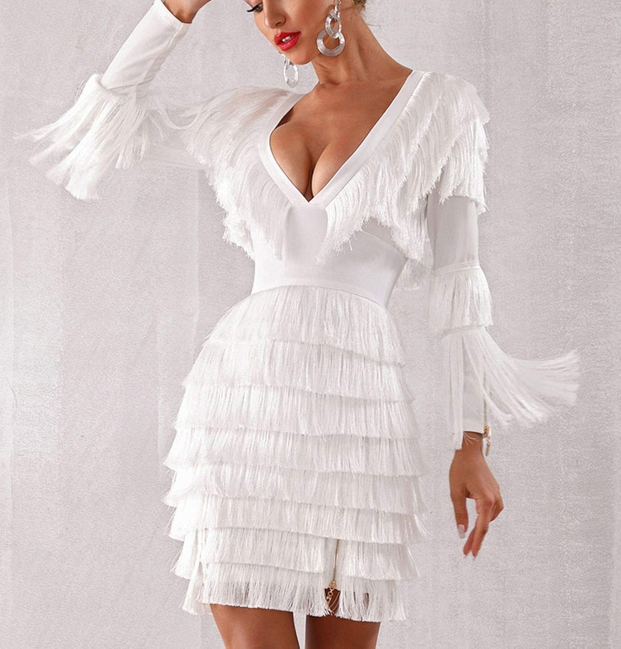 Long Sleeve Tassel Club Dress 