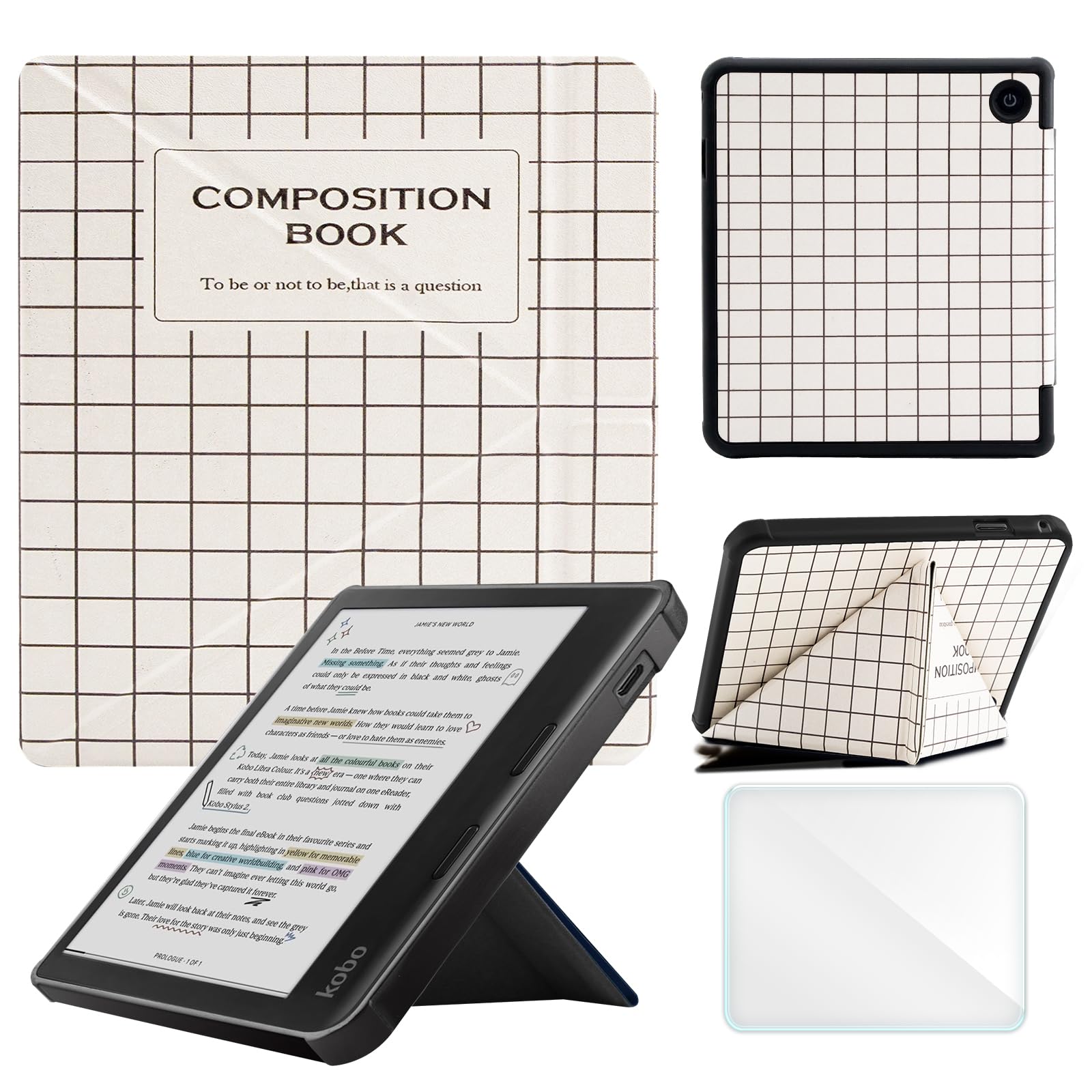 Photo 1 of Case Compatible with Kobo Sage 8 Inch e-Reader (Model: N777 N778K, 2021 Release), Includes a Screen Protector - Premium PU Leather Cover with Auto Sleep/Wake