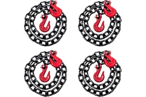 4PK Falcon Cargo 1/2" X 6' Grade 80 Transport Binder Chain - 12,000 LBS WLL - Clevis Grab Hook, Tie-Down, Towing