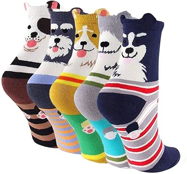 Téléchargement gratuit Images 5 Paires Unisexe Chaussettes En Cotton Drole Mignon Animaux Chiens actualisé salutations