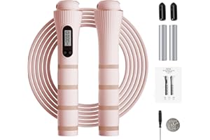 OVICX Jump Rope for Fitness for Women with Calorie Counter, Tangle-free Weighted Skipping Rope for Exercise Jumping...