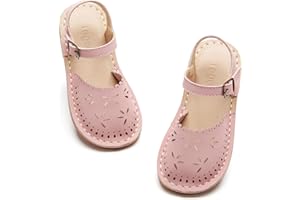 Tegeek Toddler Girls Closed-Toe Retro Handcrafted Boho-Chic Sandals Toddler Dress Shoes