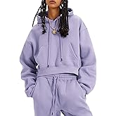 COZYPOIN Womens Fleece 2 Piece Outfits Sweatsuit Crop Top and Pants Hoodie Tracksuit Set