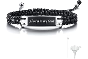 MPRAINBOW Adjustable Cremation Memorial Urn Bracelet, Stainless Steel Cremation Manmade Braided Urn Bracelet Keepsake Urn Bracelet for Ashes with Fill Kit