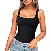 LODAY Compression Tank Tops for Women Shapewear Tummy Control Body Shaper Square Neck Camisole Tops