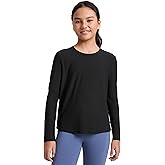 CRZ YOGA Girls Cloudweight Long Sleeve Athletic Shirts - Active Sports Casual Tees Crew Neck Side Slit Winter Kids Teen