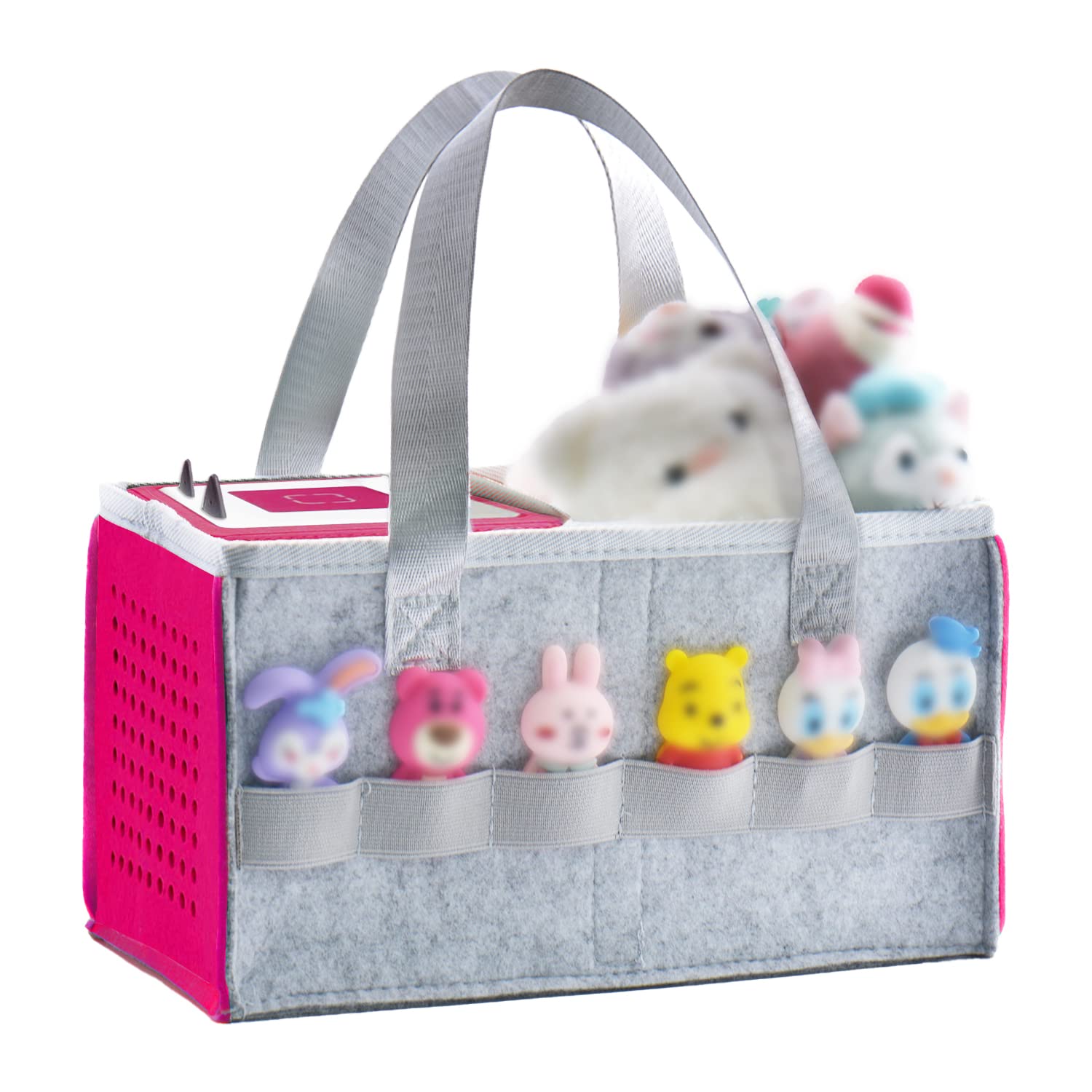 REEKNOKOL Carrying Bag for Toniebox Starter Set and Accessories, Felt Organizer Bag for Tonies Figurine and Toniebox Travel Tonies Carry Case with Handle for Toniebox & Accessories (Pink)