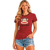Paul Frank Womens Cotton Blend Short Sleeve Graphic Baby Tee | Soft Stretch Knit, Fitted Crop, Breathable Comfort, Fade-resistant Print, Easy Care Wash