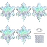 5Pcs Snowflake Balloons, 23 Inch Glistening Snowflake Balloons for Christmas Winter Wonderland Party Decorations Ice Snow Themed Birthday Party Supplies