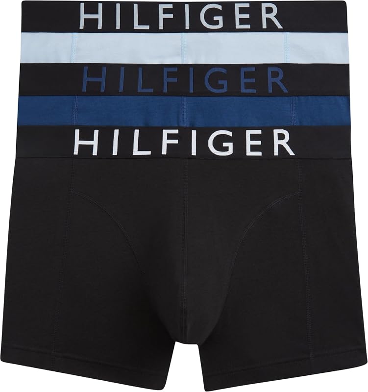 Herren 3er Pack Boxershorts Trunks mit Logobund, Mehrfarbig (BRZ Blu/Blk/Blu Jn), L — Foto 1 von 7