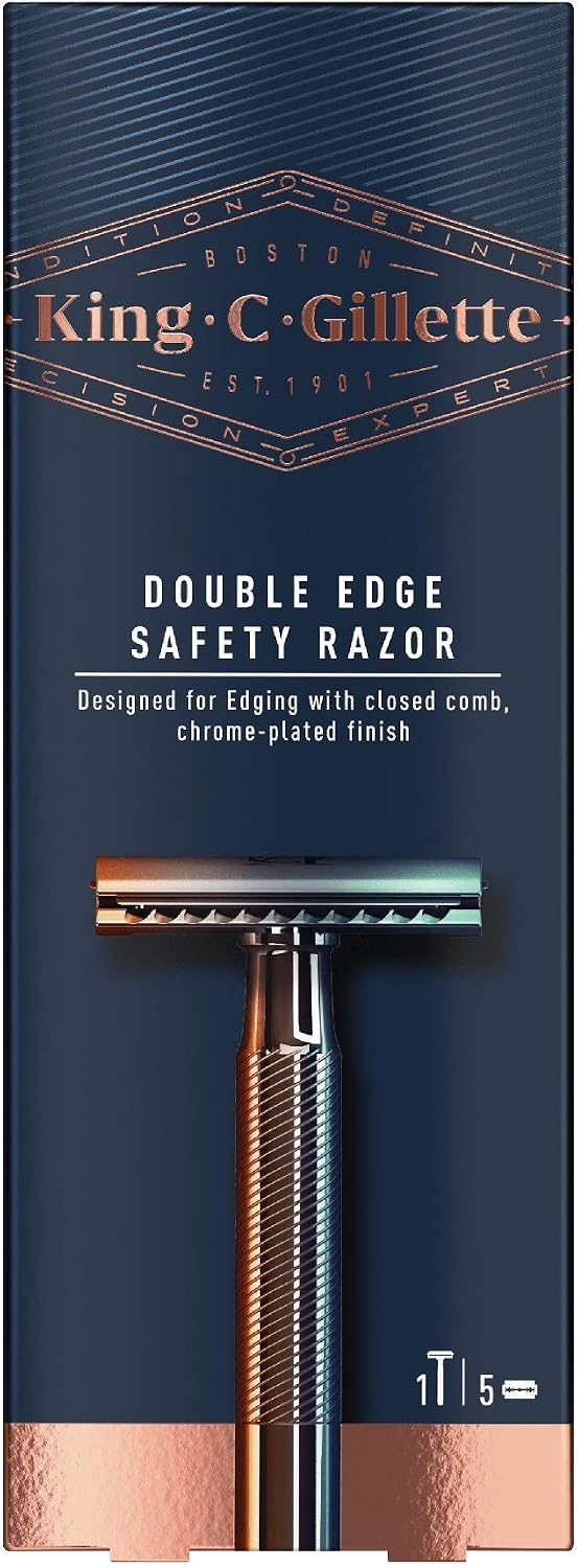 King C. Gillette Double Edge Safety Razor, Platinum Coated Blades - Image 3