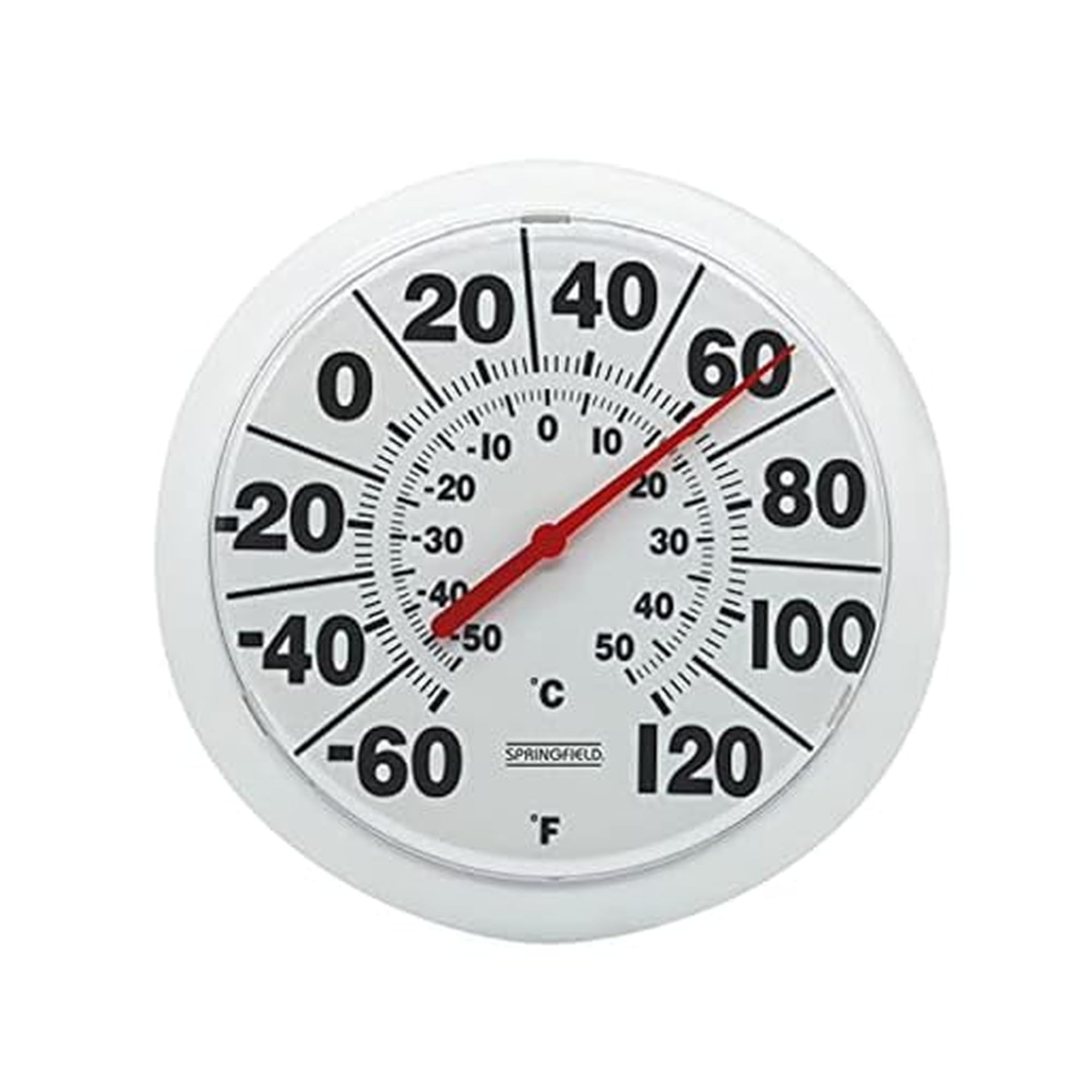 Photo 1 of Springfield Indoor Outdoor Big Dial Thermometer, Wireless with Large Easy-to-Read Numbers, 8-Inch Dial for Patio, Pool, or Indoor Use, White Finish