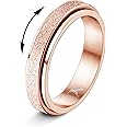 Diamday Fidget Rings for Women Men -2 4mm Titanium Steel Spinner Ring for Anxiety Stress Relief Glitter Sandblast Spinning Figit Anxiety Jewelry for Women Gifts