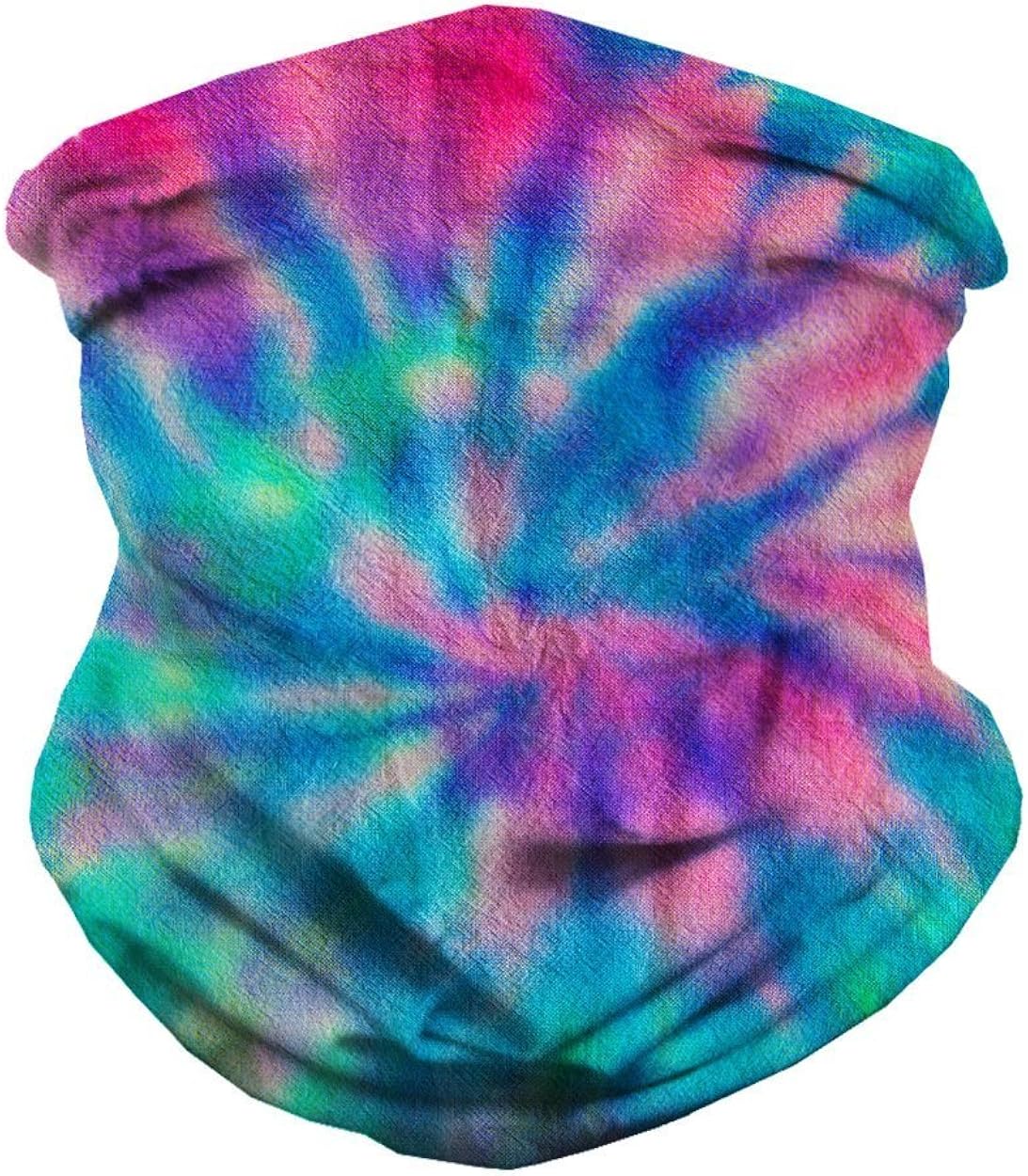 iHeartRaves Spiral Tie Dye Multi-Functional Face Cover Seamless Bandana: Clothing